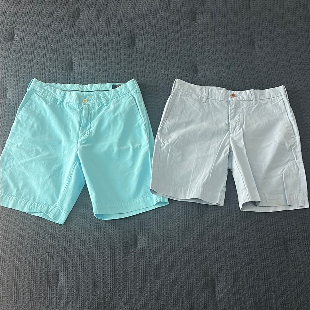 Polo by Ralph Lauren Aqua & Blue Flat Front Shorts Lightweight Summer Essential